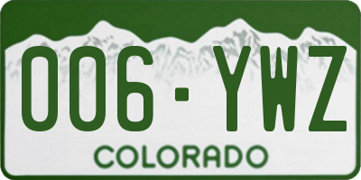 CO license plate 006YWZ