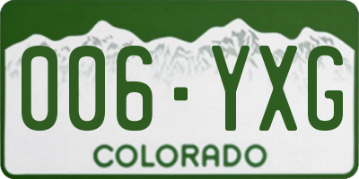 CO license plate 006YXG