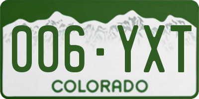 CO license plate 006YXT
