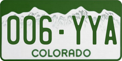 CO license plate 006YYA