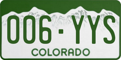 CO license plate 006YYS
