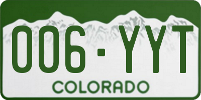 CO license plate 006YYT