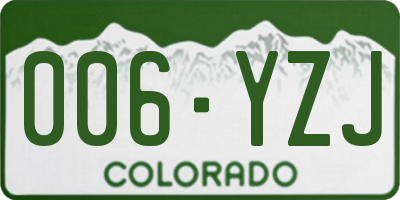 CO license plate 006YZJ