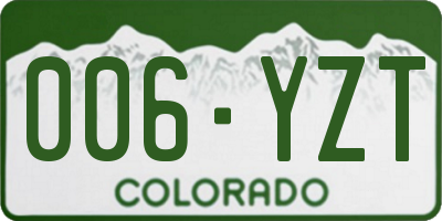 CO license plate 006YZT
