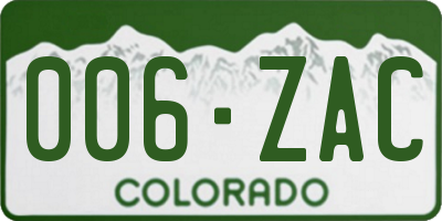 CO license plate 006ZAC