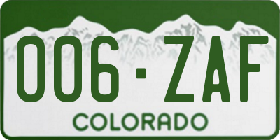 CO license plate 006ZAF