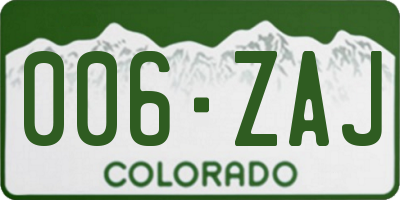 CO license plate 006ZAJ