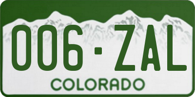 CO license plate 006ZAL