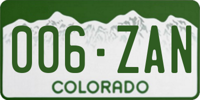 CO license plate 006ZAN