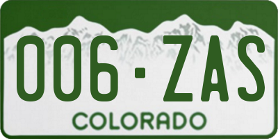 CO license plate 006ZAS