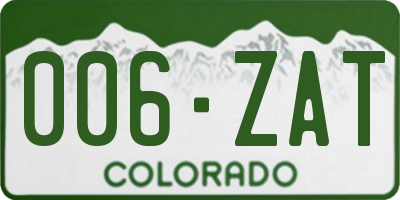 CO license plate 006ZAT