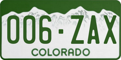 CO license plate 006ZAX