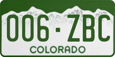 CO license plate 006ZBC