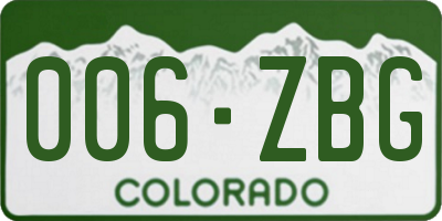 CO license plate 006ZBG