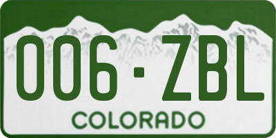 CO license plate 006ZBL