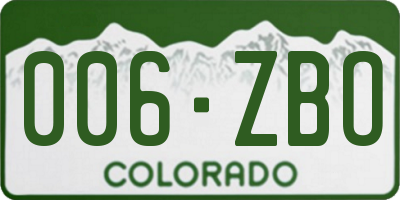 CO license plate 006ZBO