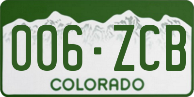 CO license plate 006ZCB