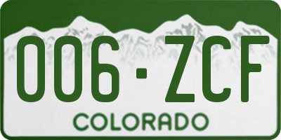 CO license plate 006ZCF