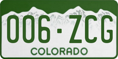 CO license plate 006ZCG