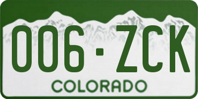 CO license plate 006ZCK