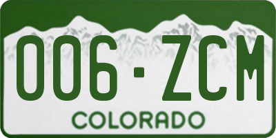 CO license plate 006ZCM