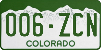 CO license plate 006ZCN
