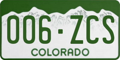 CO license plate 006ZCS