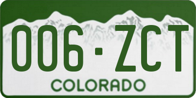 CO license plate 006ZCT