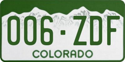 CO license plate 006ZDF