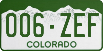 CO license plate 006ZEF