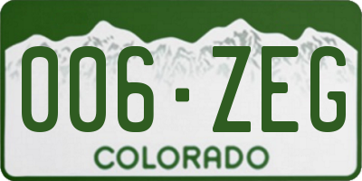 CO license plate 006ZEG
