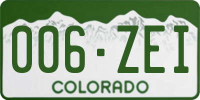 CO license plate 006ZEI