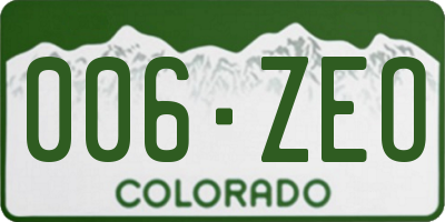 CO license plate 006ZEO