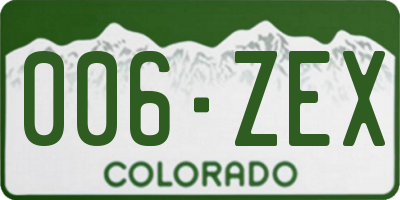 CO license plate 006ZEX
