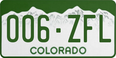 CO license plate 006ZFL
