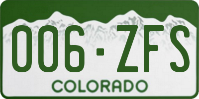 CO license plate 006ZFS