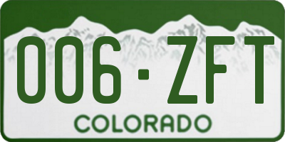CO license plate 006ZFT