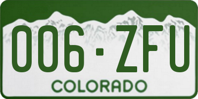 CO license plate 006ZFU