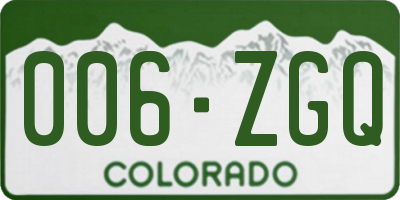 CO license plate 006ZGQ