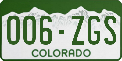 CO license plate 006ZGS