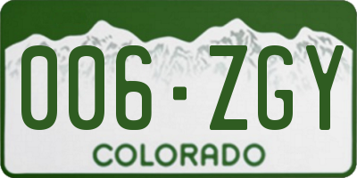 CO license plate 006ZGY
