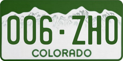 CO license plate 006ZHO
