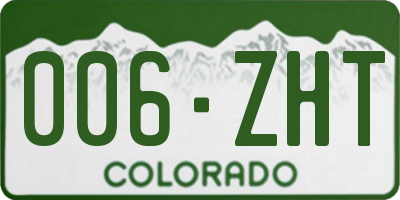 CO license plate 006ZHT
