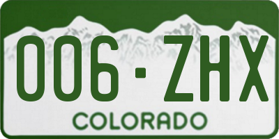 CO license plate 006ZHX