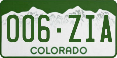 CO license plate 006ZIA