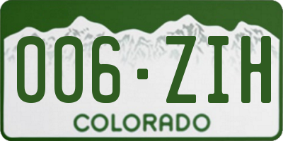 CO license plate 006ZIH