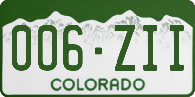CO license plate 006ZII