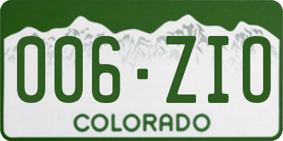 CO license plate 006ZIO