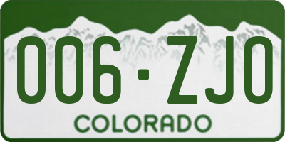 CO license plate 006ZJO