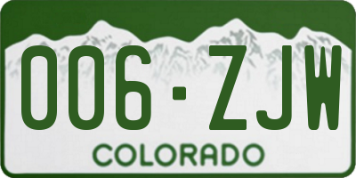CO license plate 006ZJW